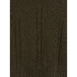 Brown Sweater with Mock Neck and Dropped Shoulders in Cashmere and Cotton Blend Woman