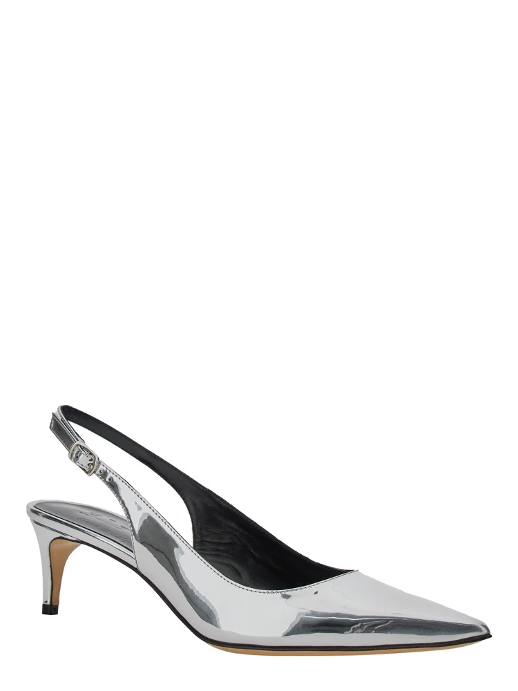 Luisa Metallic Slingback Pumps with Medium Stiletto Heel and Mirror Effect in Leather Woman alternative