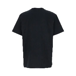تيشيرت أسود برقبة دائرية وشعار مطبوع على الجهة الأمامية، مصنوع من القطن الرجالي