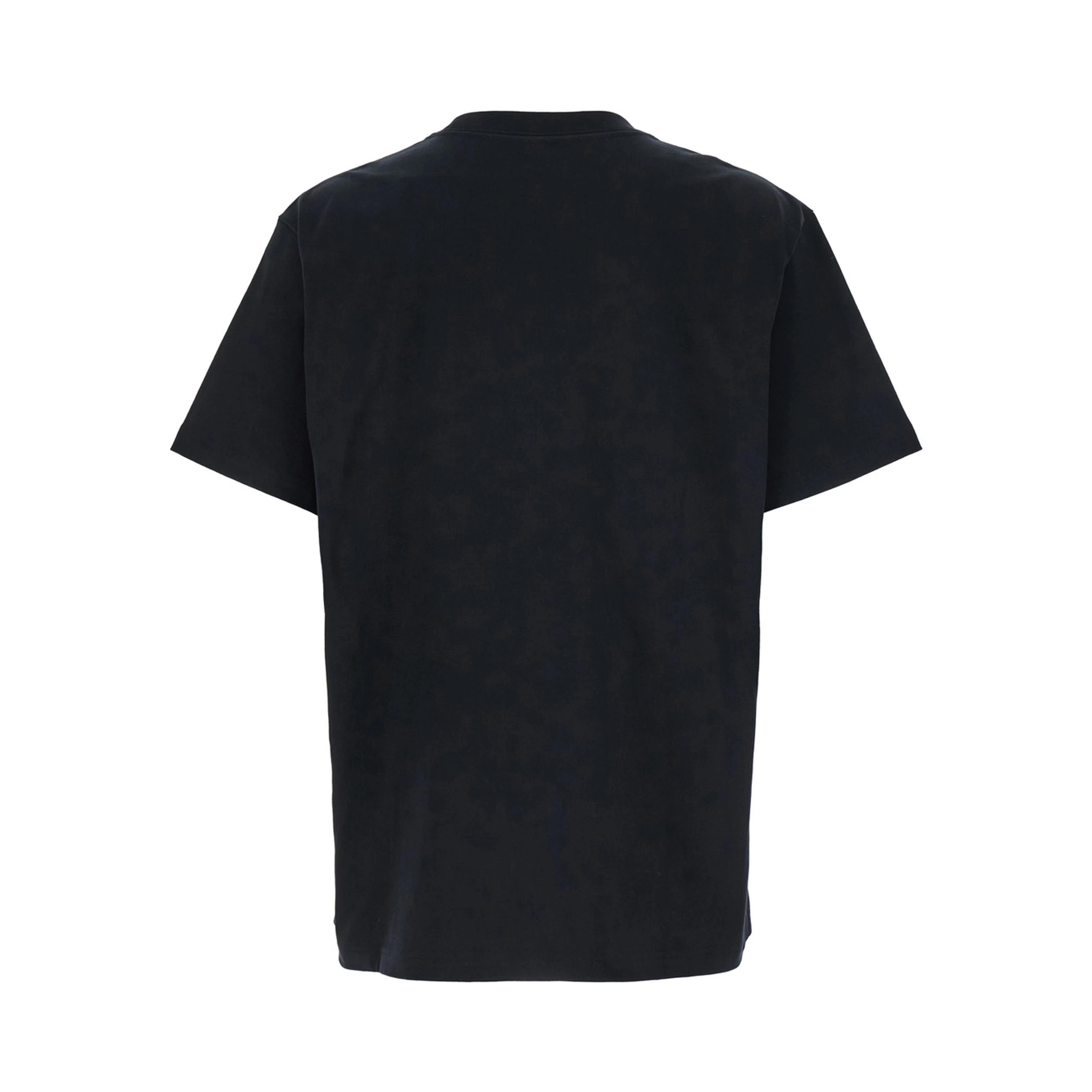 Black Crewneck T-Shirt with Logo Print on the Front in Cotton Man