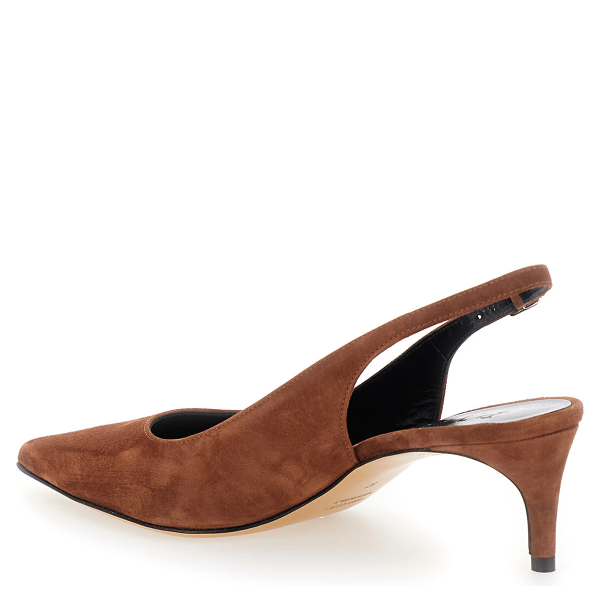 Luisa Brown Slingback Pumps with Low Heel in Suede Woman