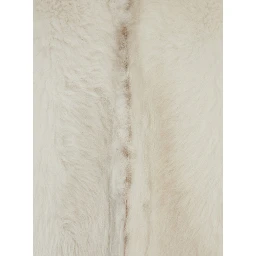 White Fur Coat with Classic Collar in Fur Woman