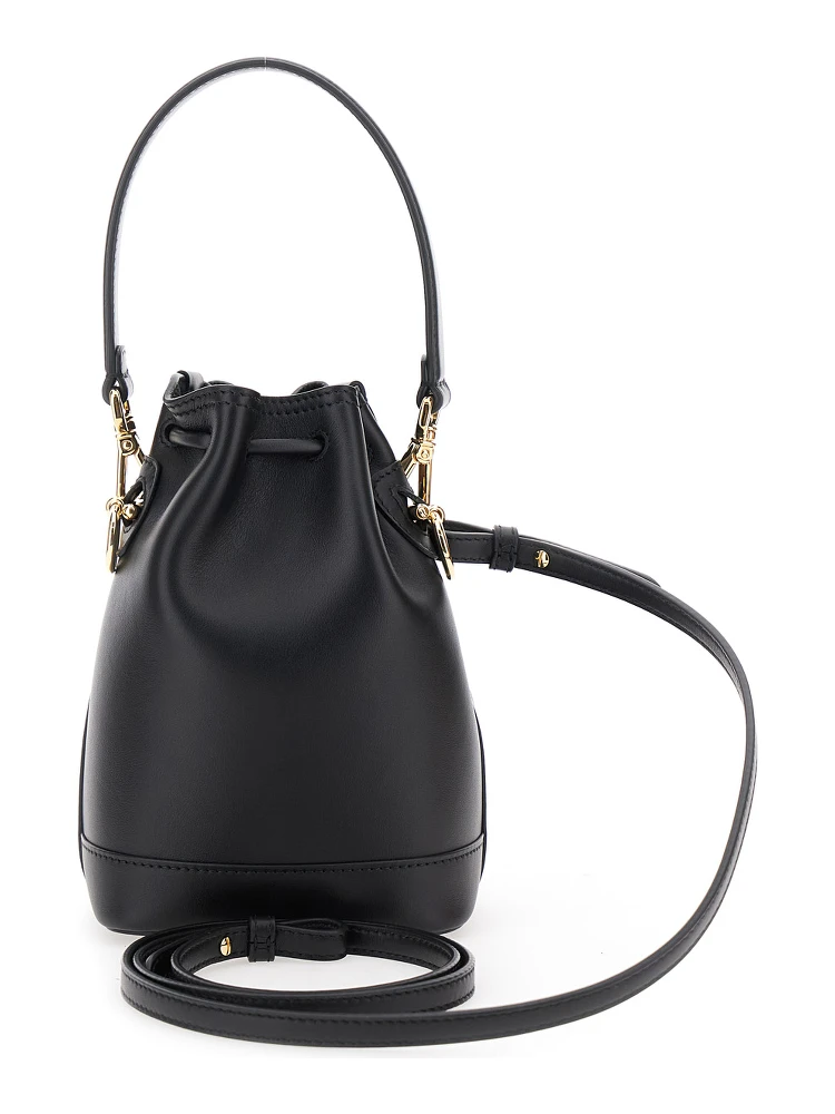 Mon Tresor Mini Black Handbag with Removable Shoulder Strap and Logo Lettering in Leather Woman alternative