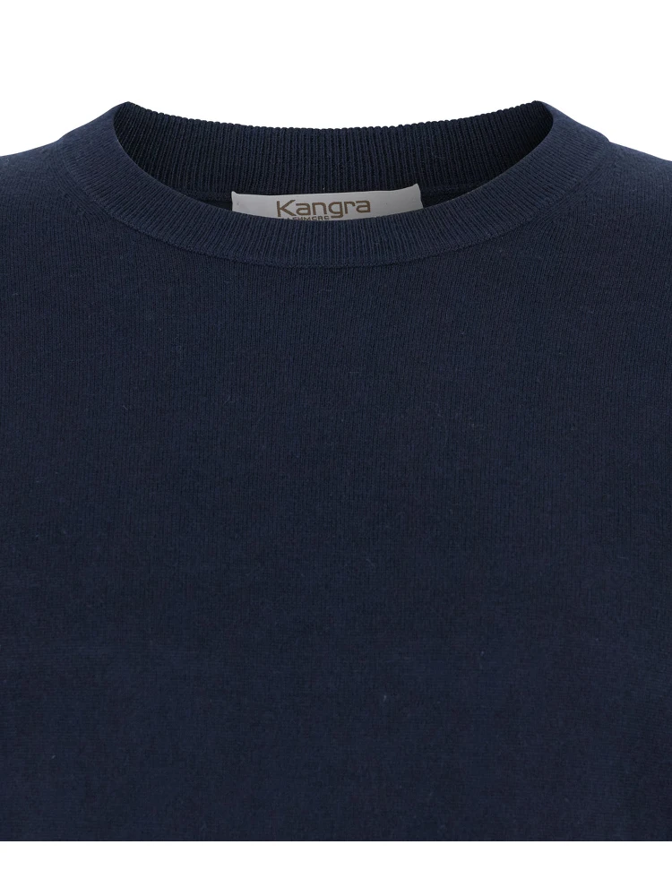 كنزة صوفية زرقاء برقبة دائرية وحواف مضلعة للرجال alternative