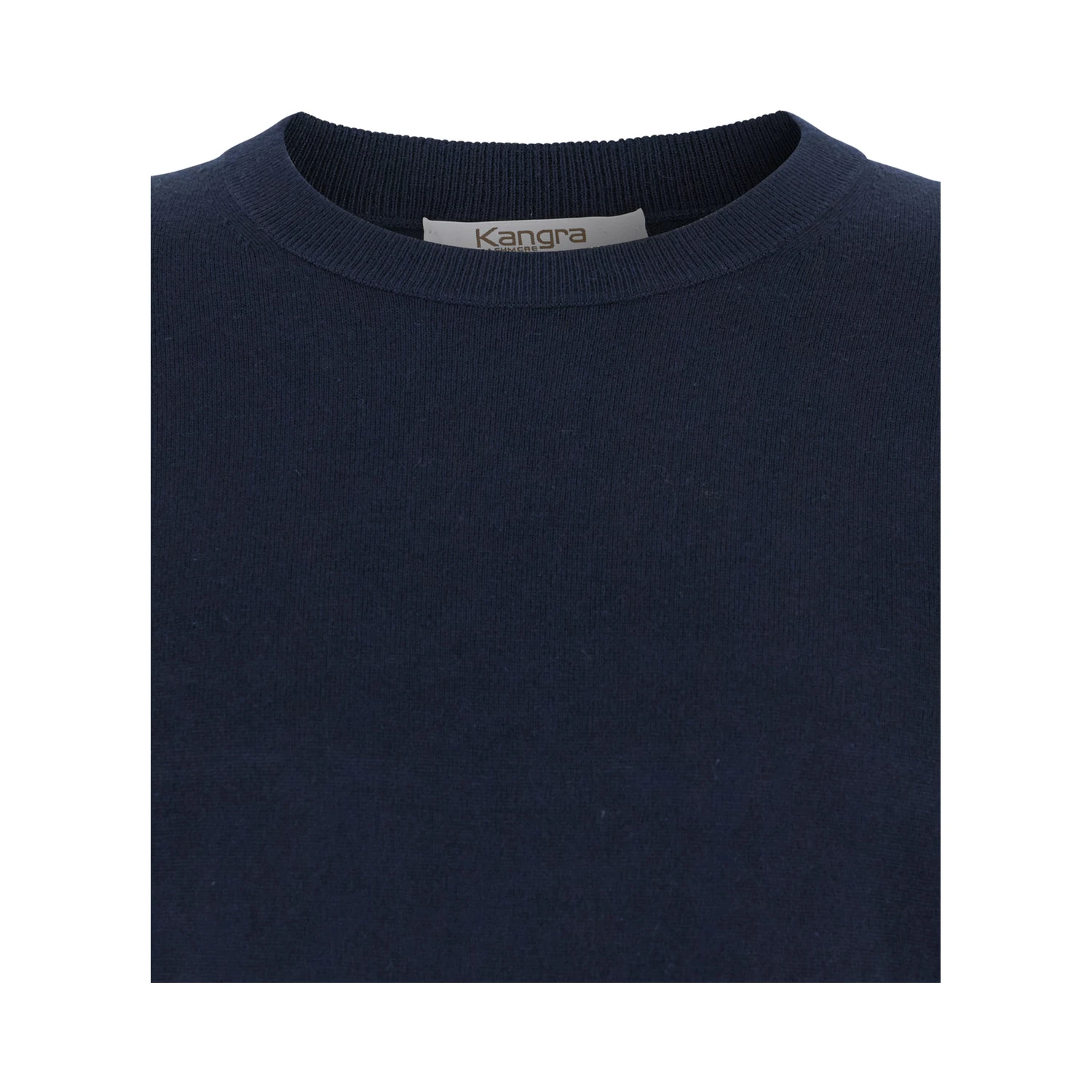 Blue Crewneck Sweater with Ribbed Trims in Wool Man