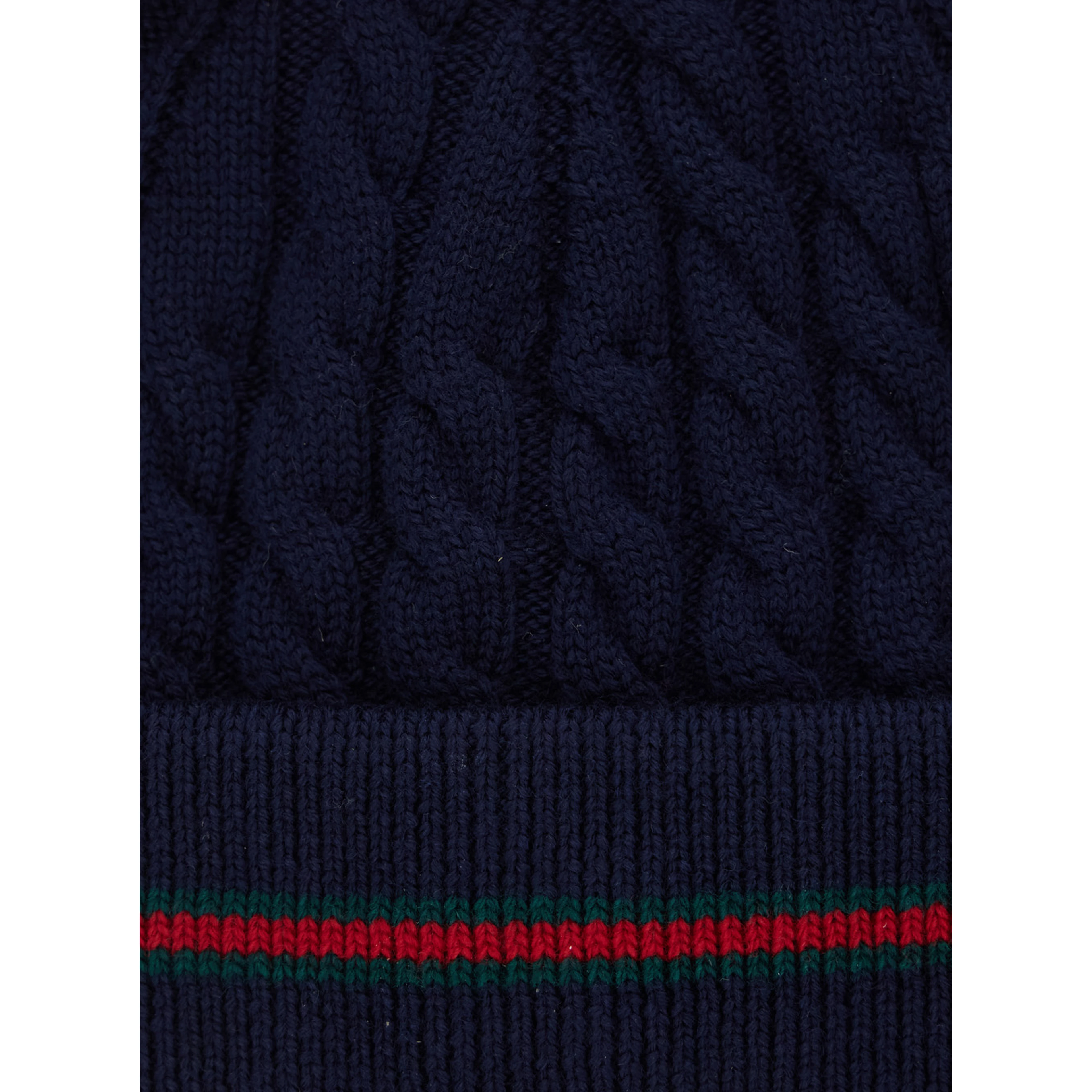Blue Beanie with Web Detail and Tricot Knitting in Wool Boy
