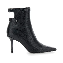 Camie Black Ankle Boots with Knot Detail in Leather Woman