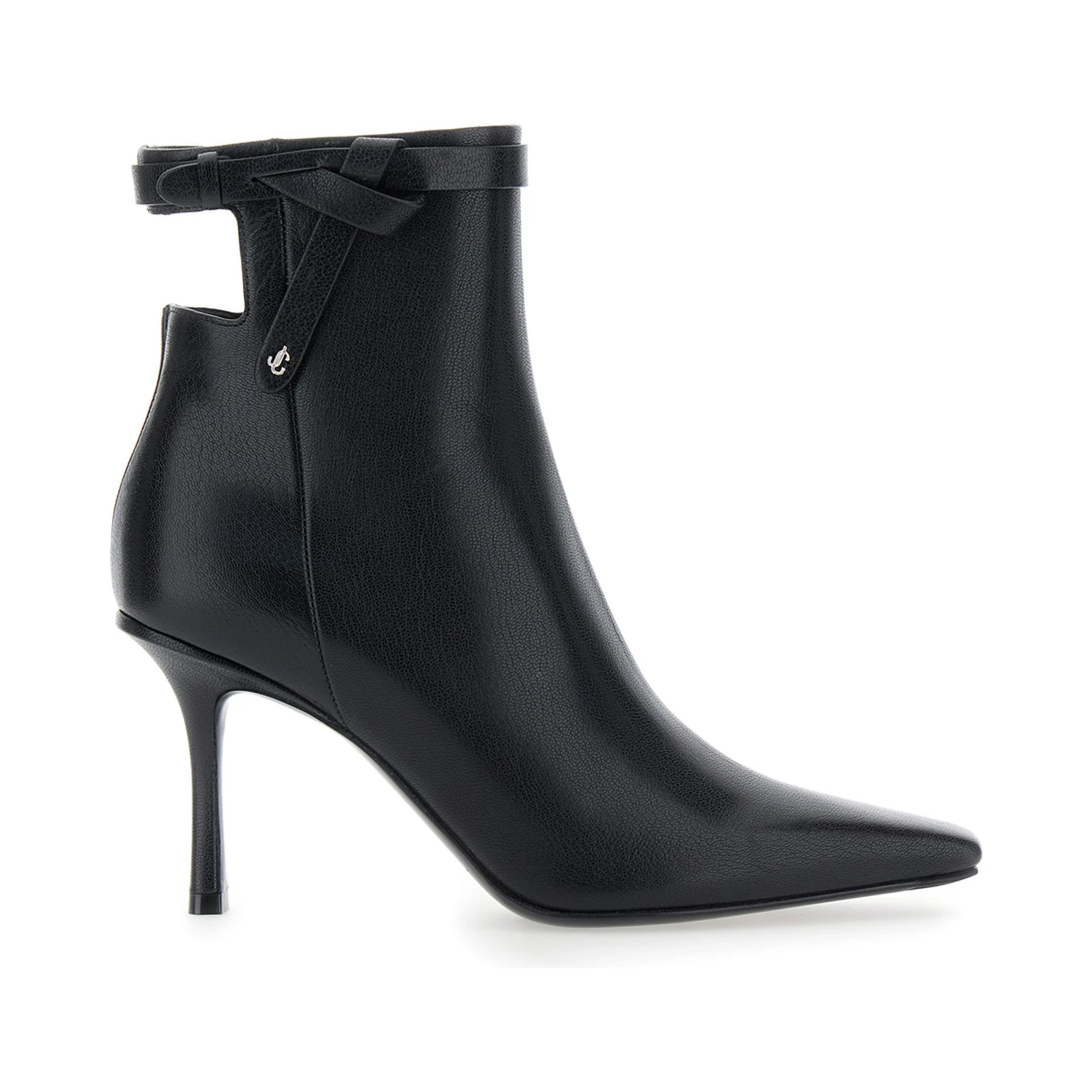 Camie Black Ankle Boots with Knot Detail in Leather Woman