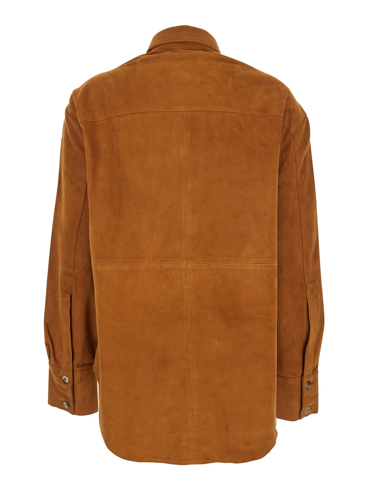 Beige Jacket with Classic Collar in Suede Woman alternative