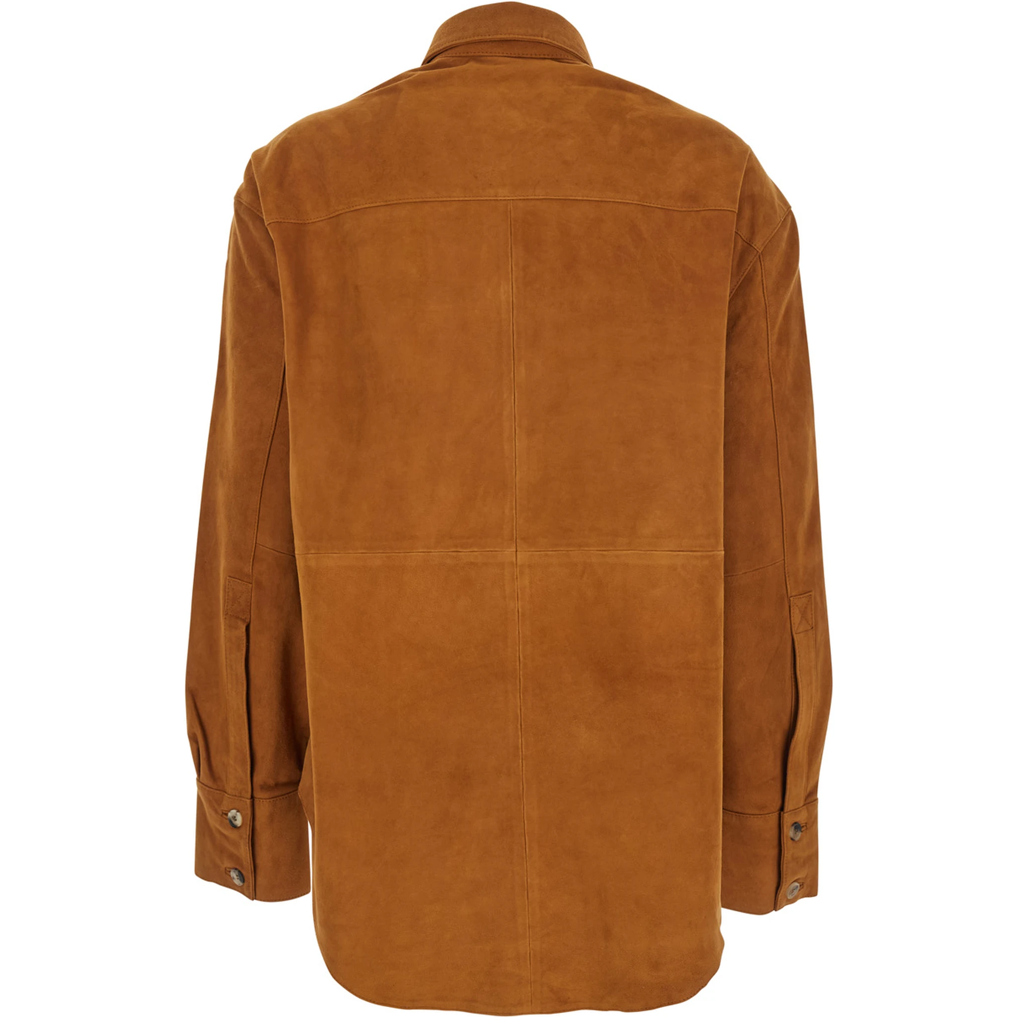 Beige Jacket with Classic Collar in Suede Woman