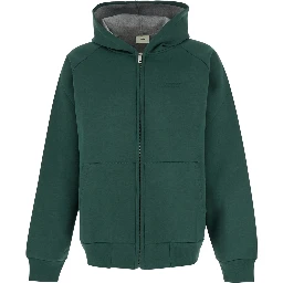 Green Hoodie with Dropped Shoulders in Neoprene Man