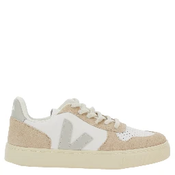 White Low Top Sneakers with Logo Patch on the Side and Contrasting Heel with Logo Lettering in Leather Unisex