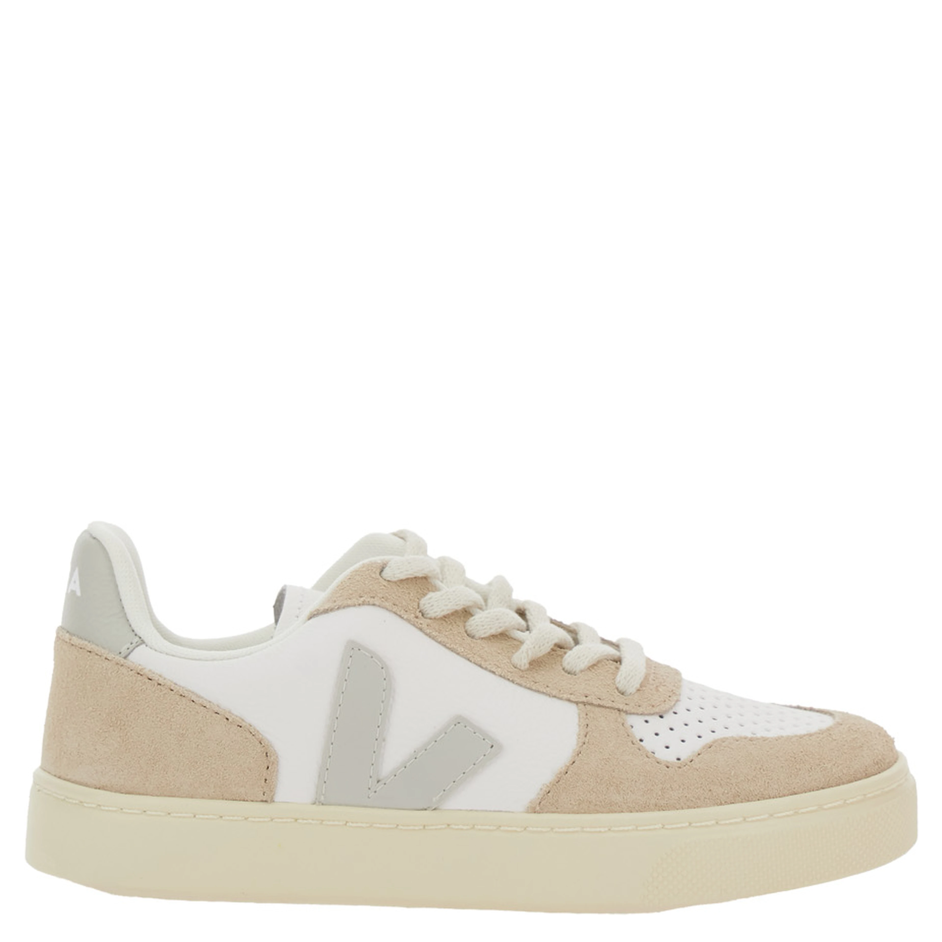 White Low Top Sneakers with Logo Patch on the Side and Contrasting Heel with Logo Lettering in Leather Unisex