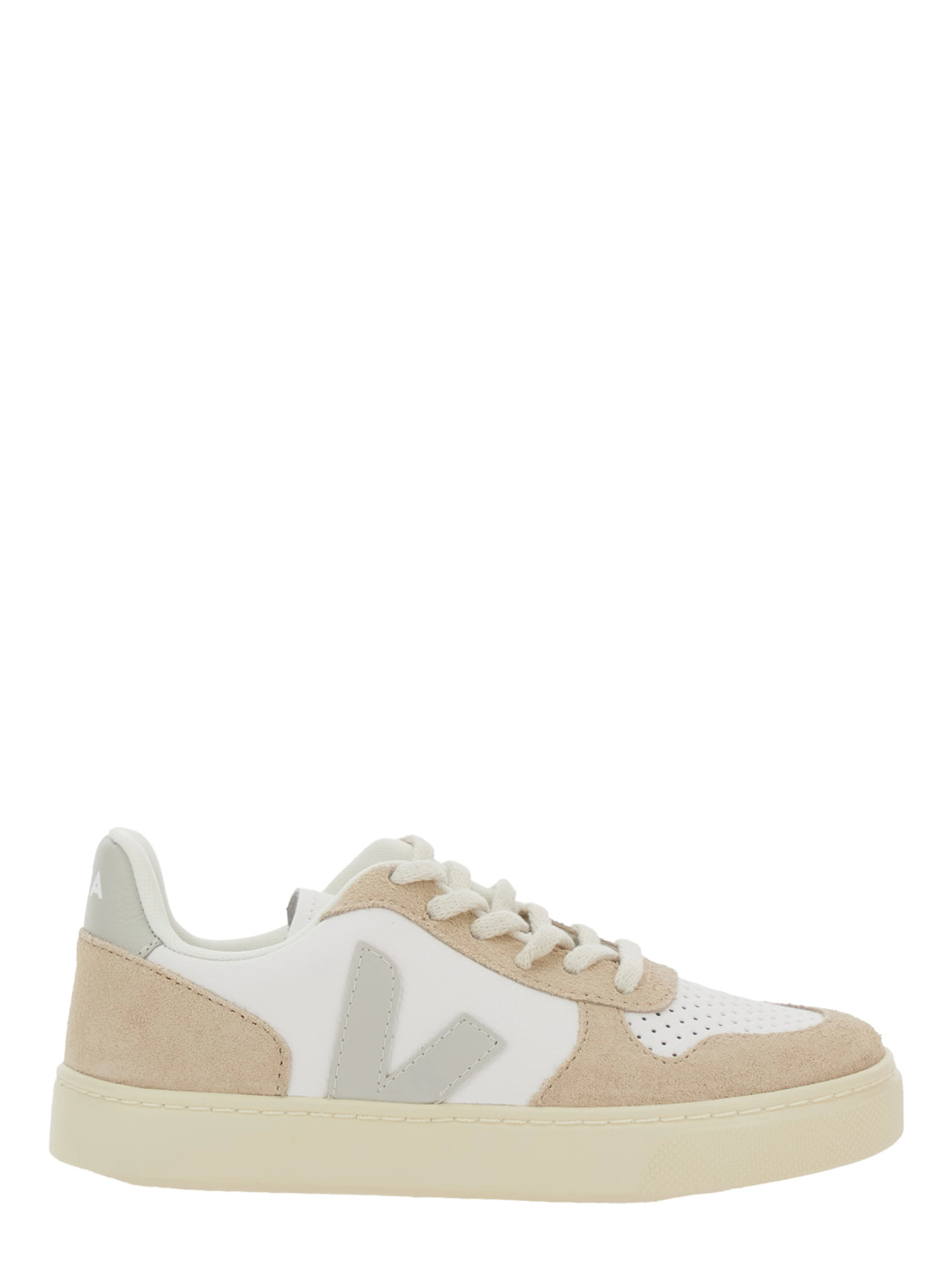 White Low Top Sneakers with Logo Patch on the Side and Contrasting Heel with Logo Lettering in Leather Unisex