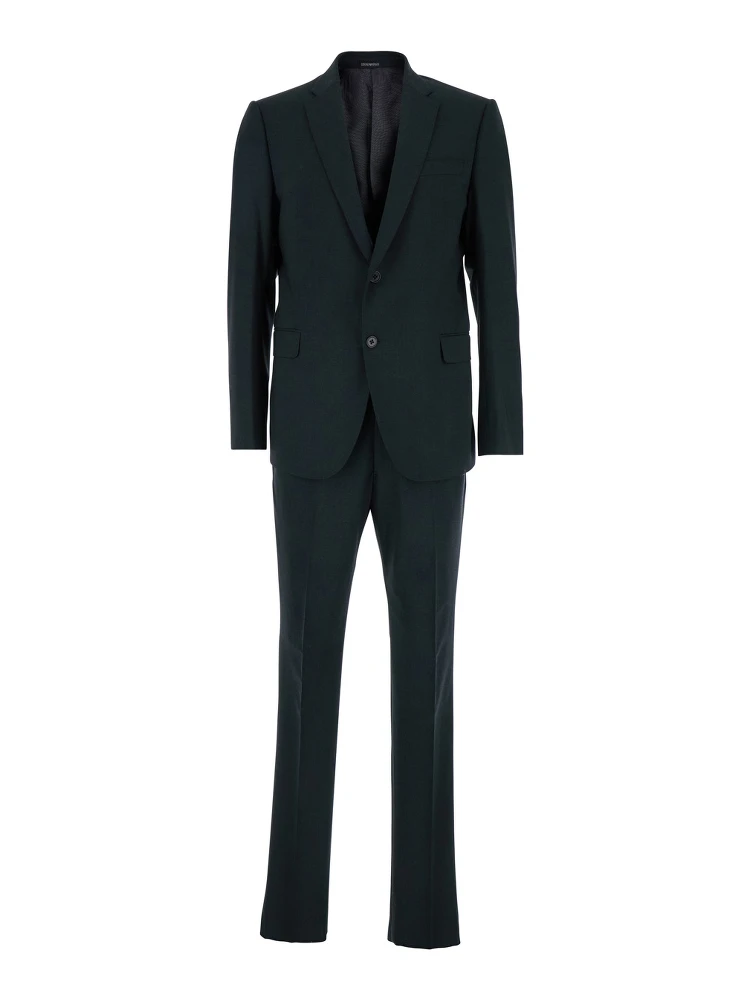 Grey Single-Breasted Suit with Notched Revers in Wool Blend Man