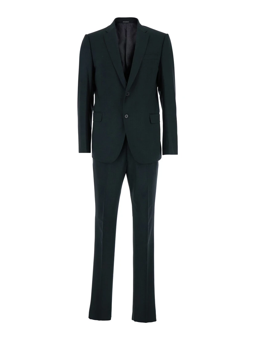 Grey Single-Breasted Suit with Notched Revers in Wool Blend Man