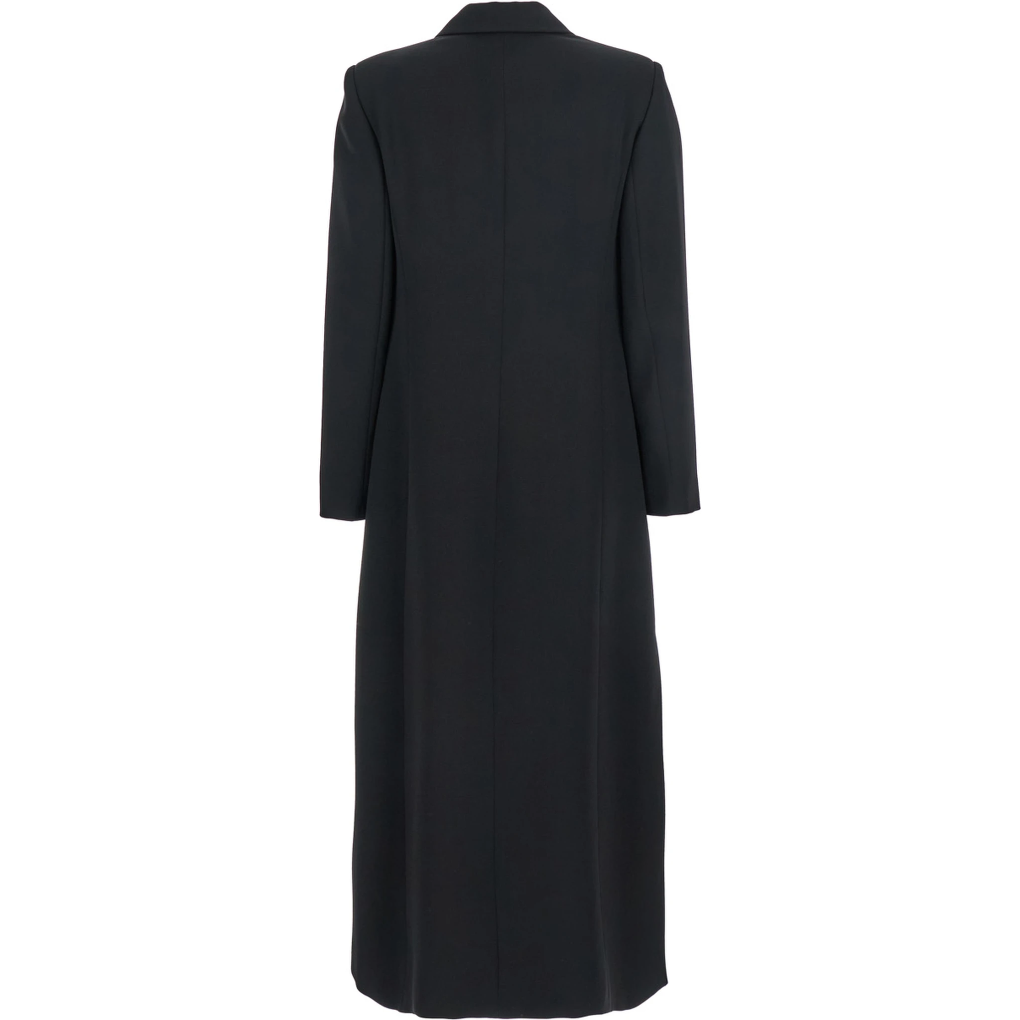 Cady Black Coat with Double-breasted Fastening in Fabric Woman