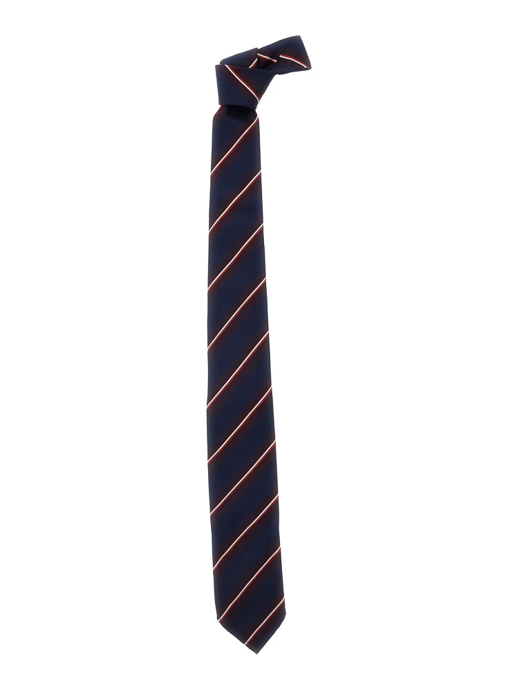 Blue Tie with All-Over Striped Motif in SIlk Man