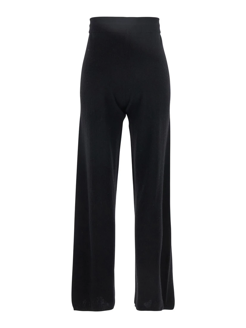 Black Pants with Drawstring Waist in Cashmere Woman