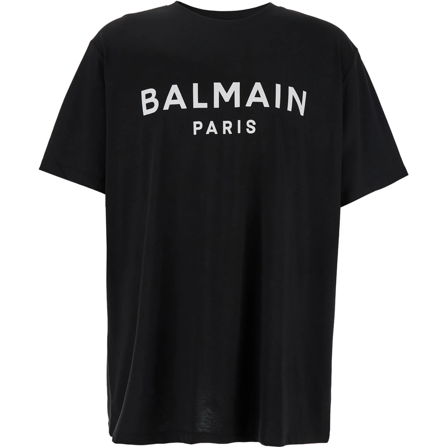 Black Crewneck T-Shirt with Logo Lettering on the Front in Cotton Man