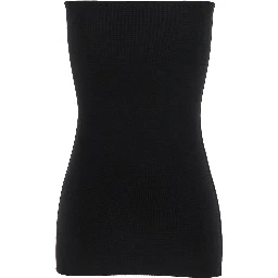 Black Sleeveless Off-Shoulder Top in Viscose Blend Stretch Woman