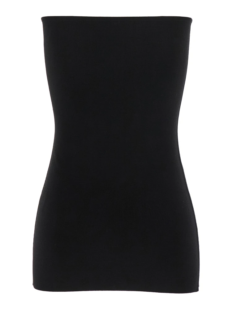 Black Sleeveless Off-Shoulder Top in Viscose Blend Stretch Woman alternative
