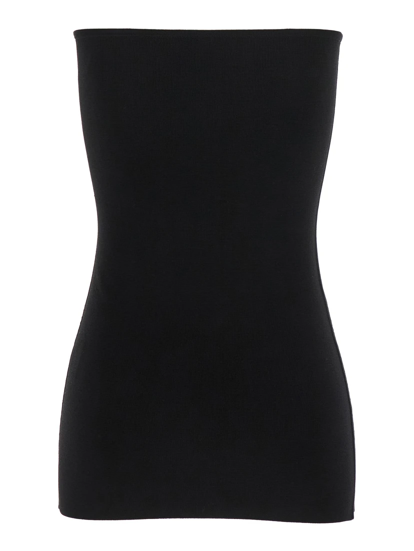 Black Sleeveless Off-Shoulder Top in Viscose Blend Stretch Woman