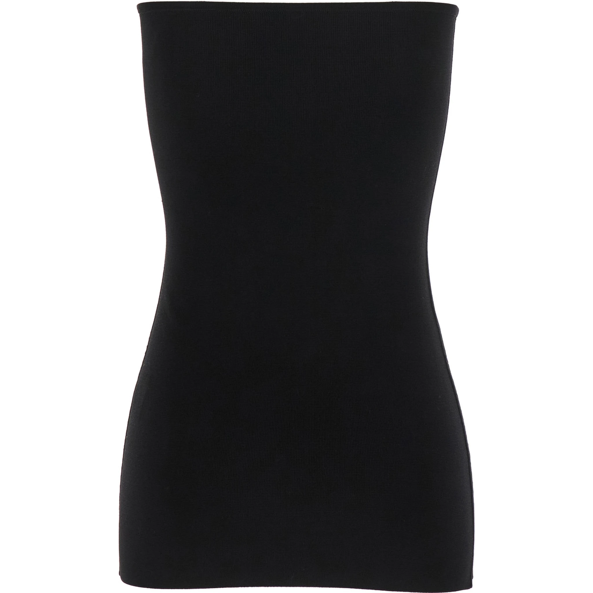 Black Sleeveless Off-Shoulder Top in Viscose Blend Stretch Woman