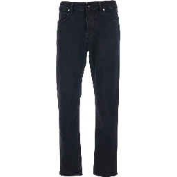 Black Jeans with Belt Loops and Logo Patch on the Rear in Denim Man