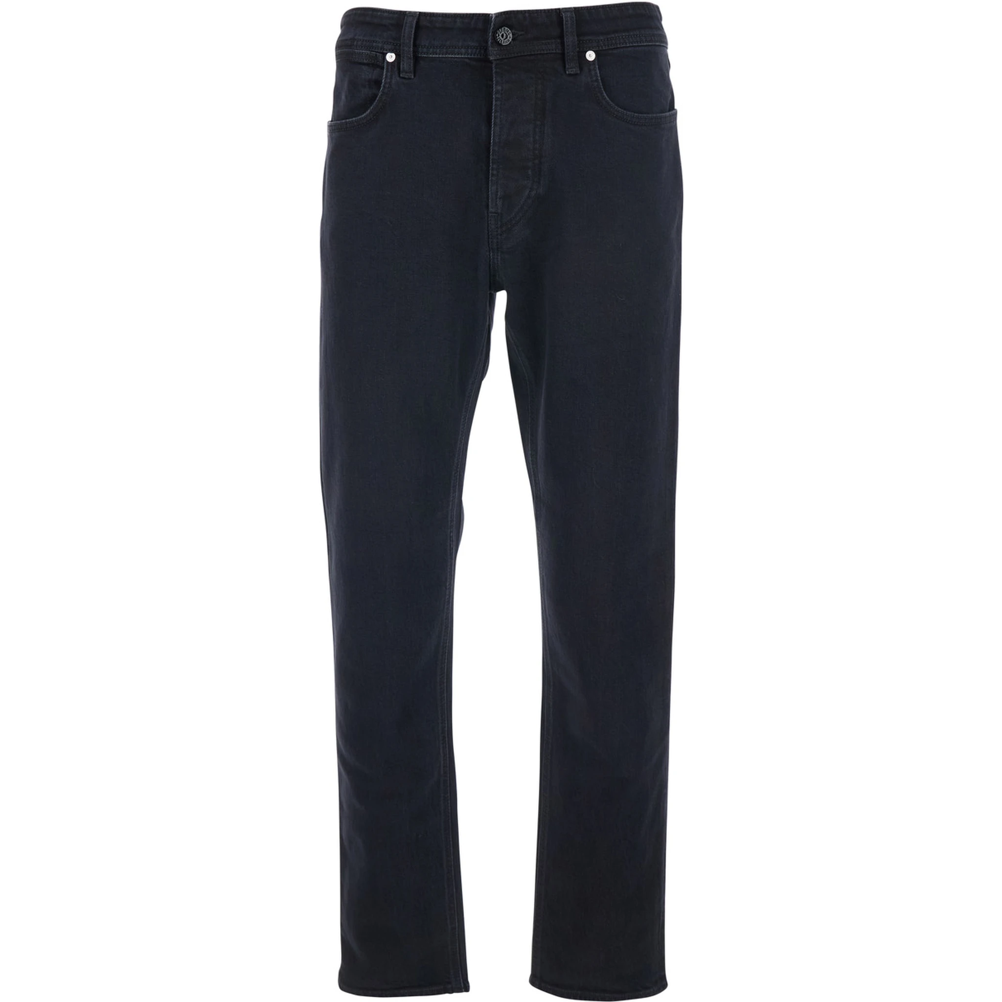 Black Jeans with Belt Loops and Logo Patch on the Rear in Denim Man