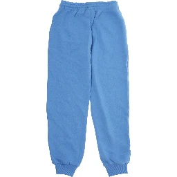 Light Blue Trousers with Elastic Waist and Front Embroidery in Cotton Boy