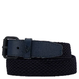 Blue Belt with Logo in Braided Fabric and Leather Boy