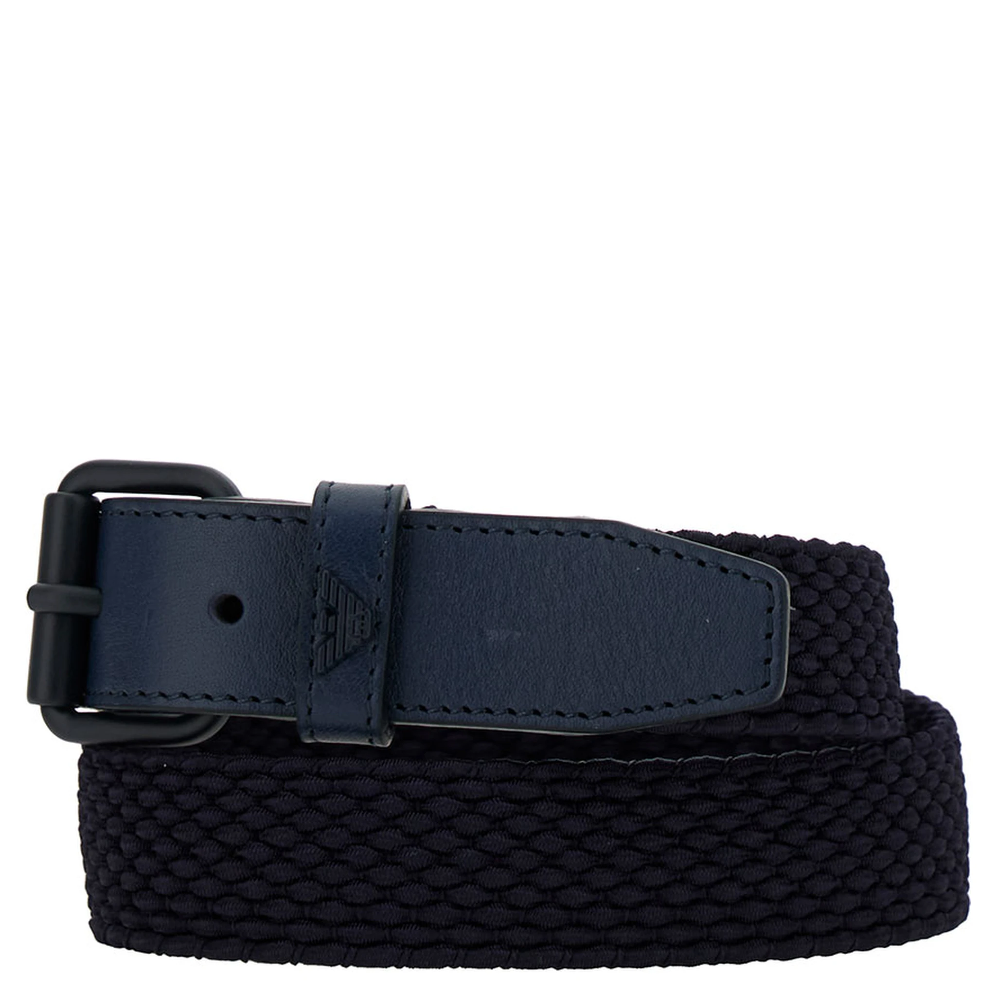 Blue Belt with Logo in Braided Fabric and Leather Boy