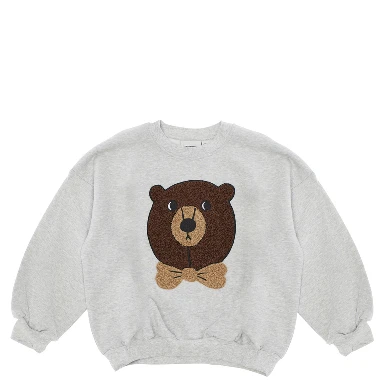 Grey Sweatshirt with Bear Patch on the Front in Cotton Baby