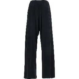 بنطال أسود رجالي من الصوف بخصر مطاطي