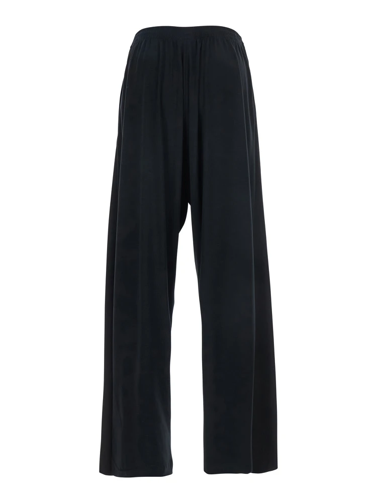 Black Pants with Elastic Waist in Wool Man alternative