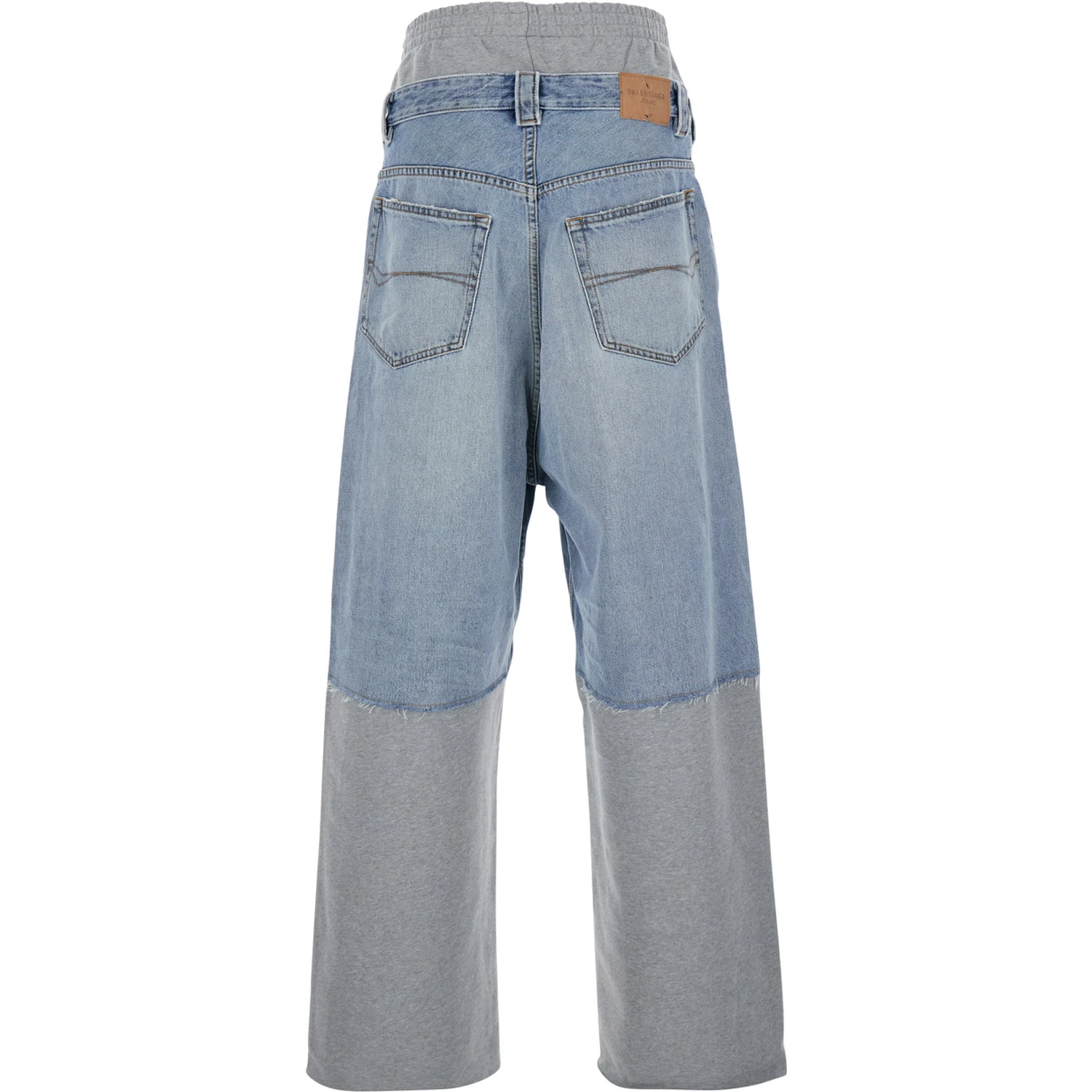 Light Blue Jeans with Fleece Inserts and Logo Lettering on the Front in Cotton and Denim Man