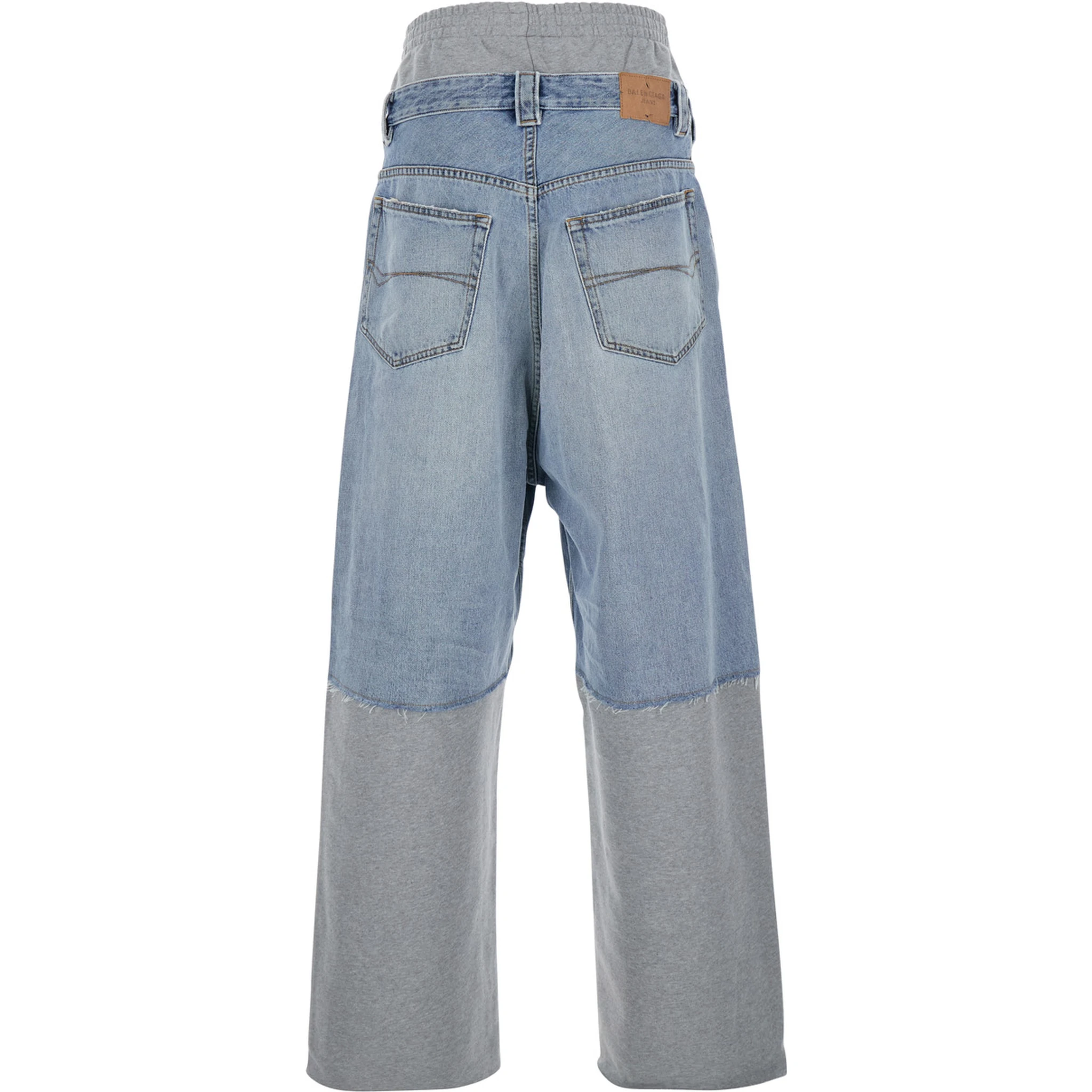 Light Blue Jeans with Fleece Inserts and Logo Lettering on the Front in Cotton and Denim Man