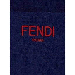 Blue Wraparound Scarf with Logo Patch on the Front in Wool and Cashmere Boy