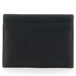 Monaco Black Card Holder with Logo Plaque on the Front in Leather Man