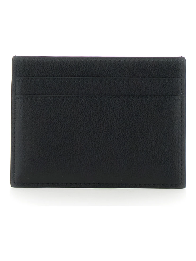 Monaco Black Card Holder with Logo Plaque on the Front in Leather Man