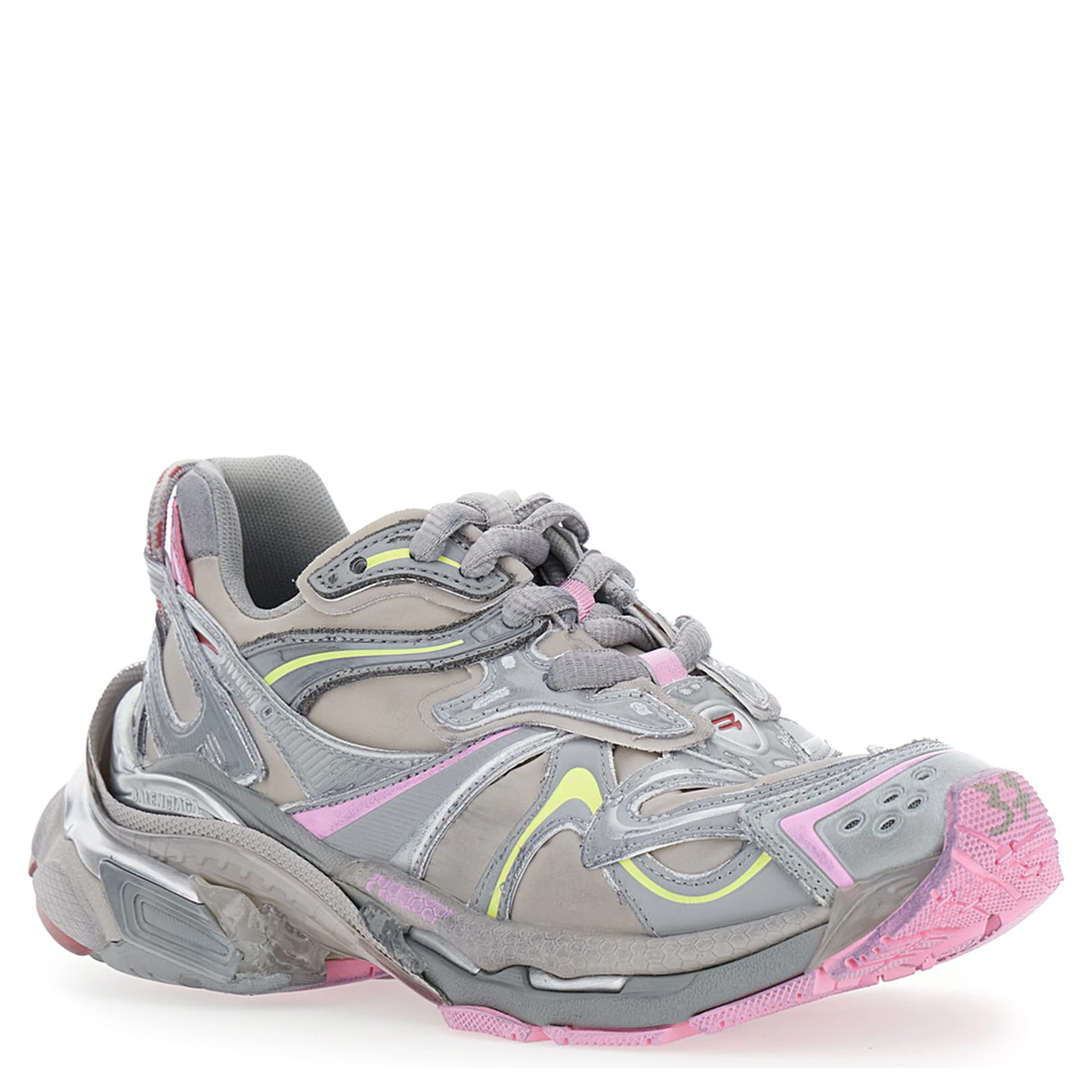 Runner 2 Beige Sneaker with Embossed Logo in Mesh and Nylon Woman