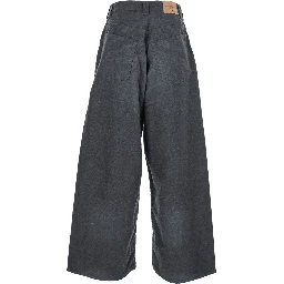 Grey Oversize Pants with Logo Detail on the Front and Logo Patch on the Rear in Cotton Man