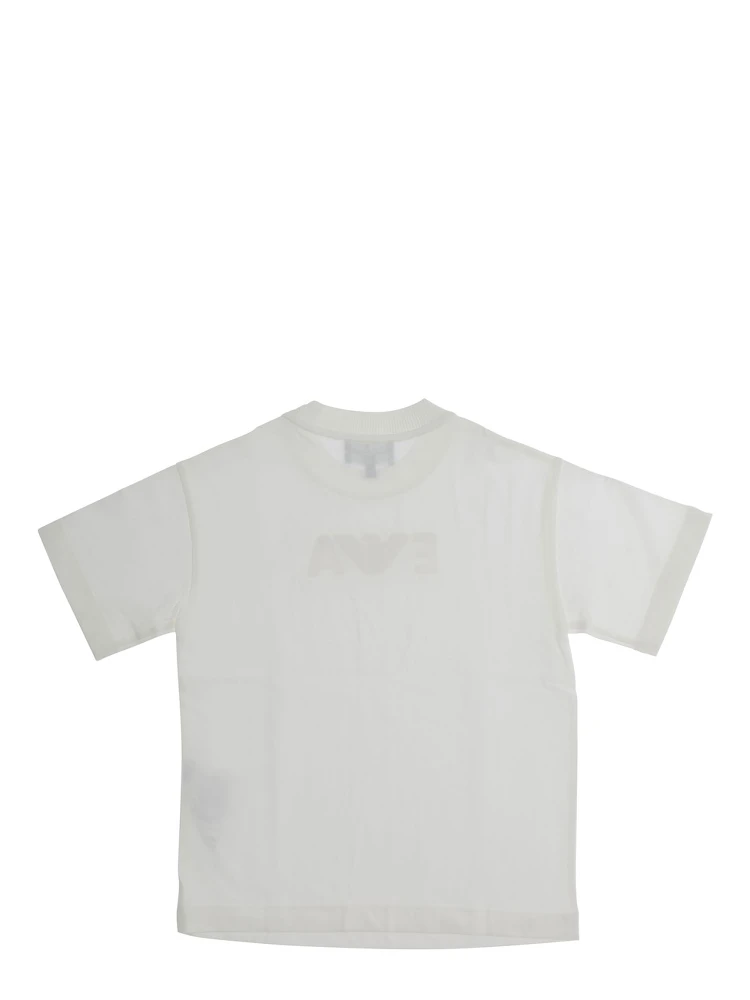 White Crewneck T-Shirt with Logo Print on the Front in Cotton Boy alternative