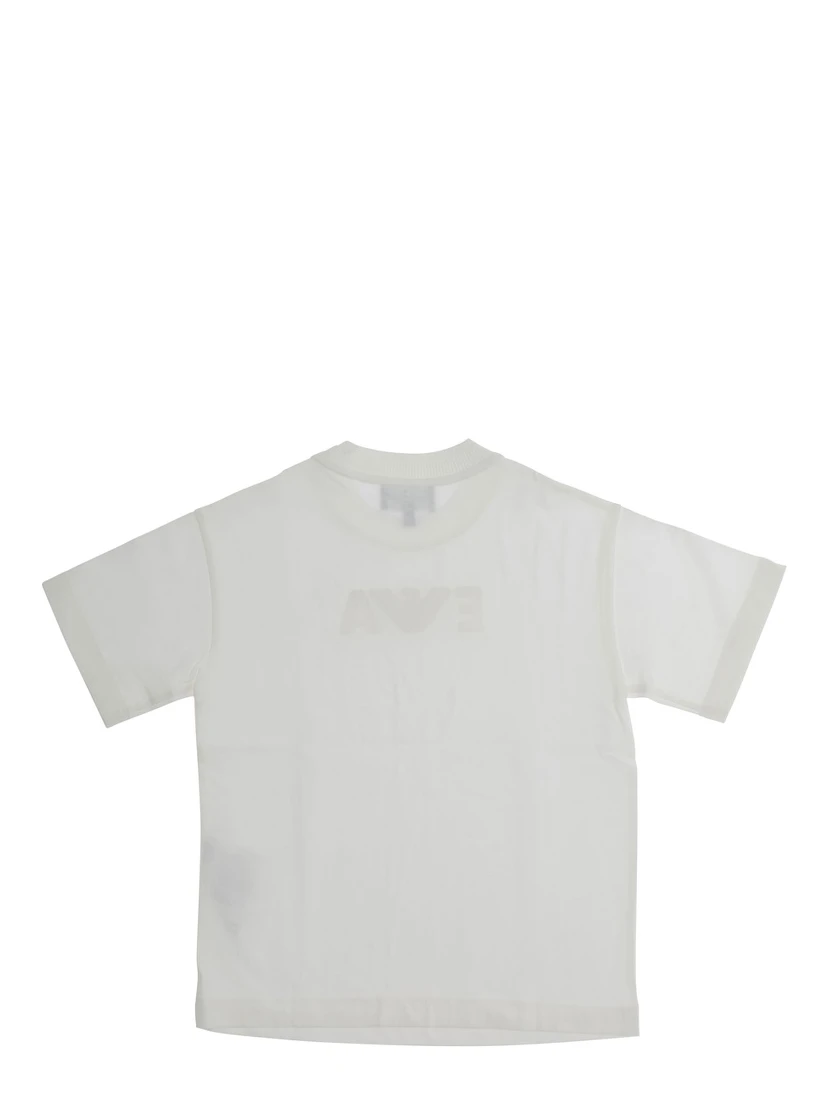 White Crewneck T-Shirt with Logo Print on the Front in Cotton Boy