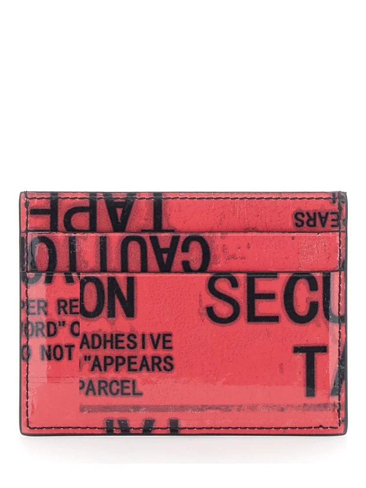 Red Card Holder with Maxi Lettering in Leather Man alternative