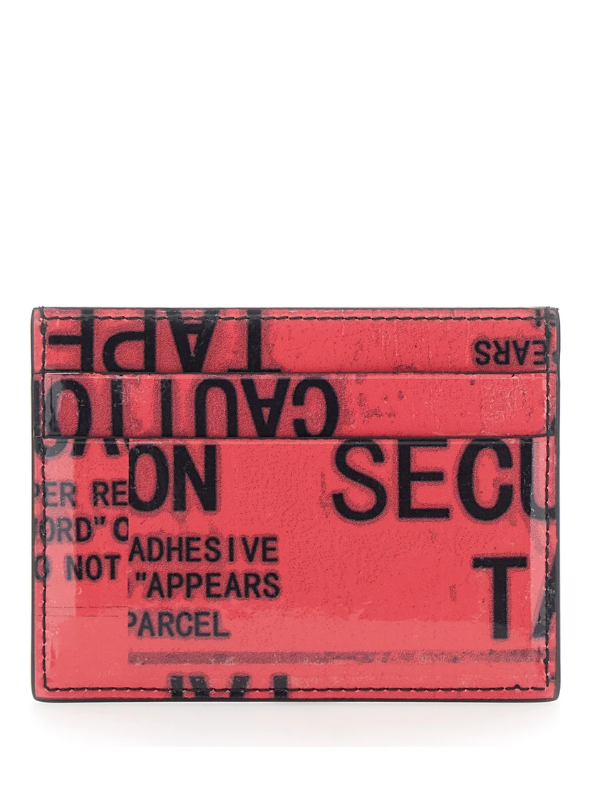 Red Card Holder with Maxi Lettering in Leather Man