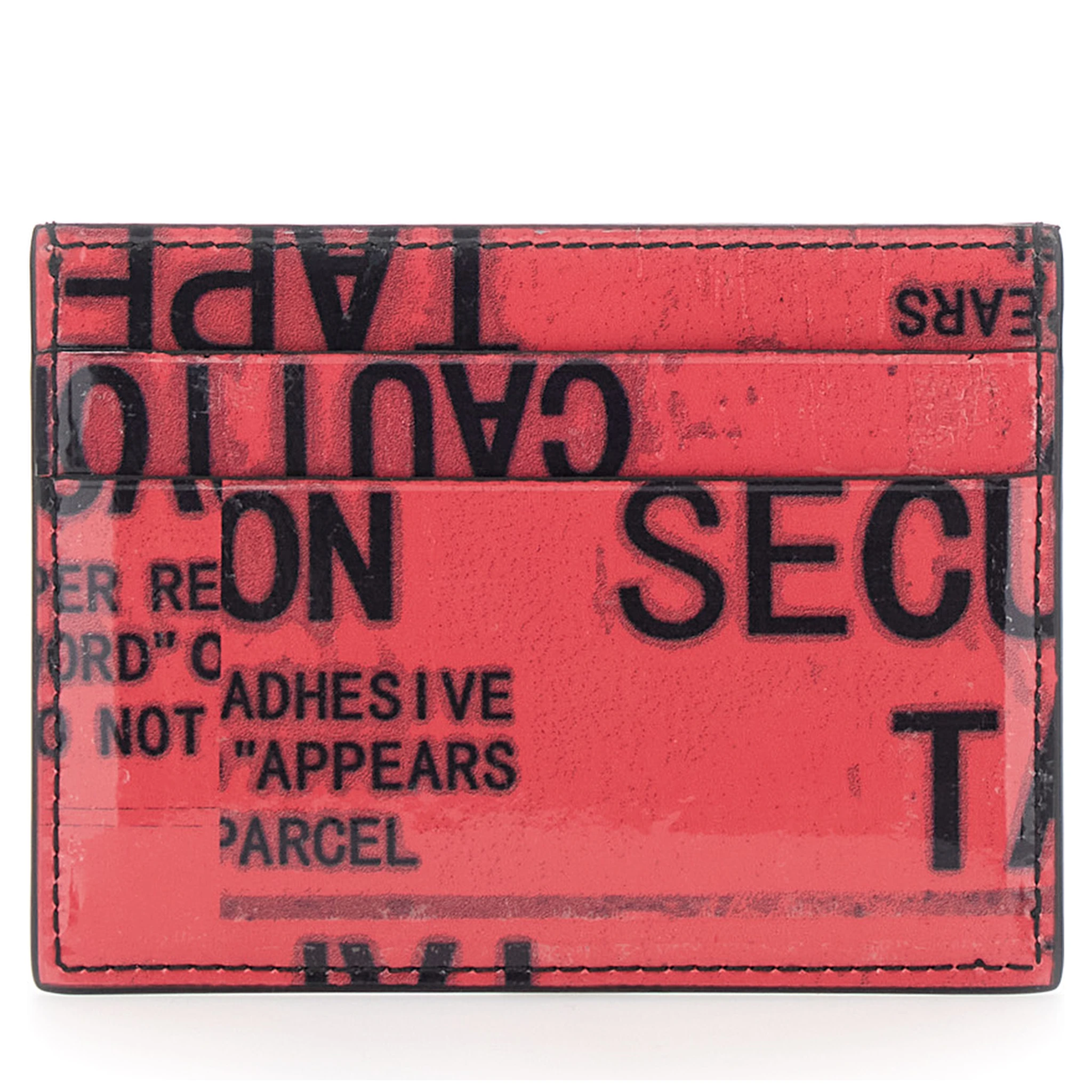 Red Card Holder with Maxi Lettering in Leather Man