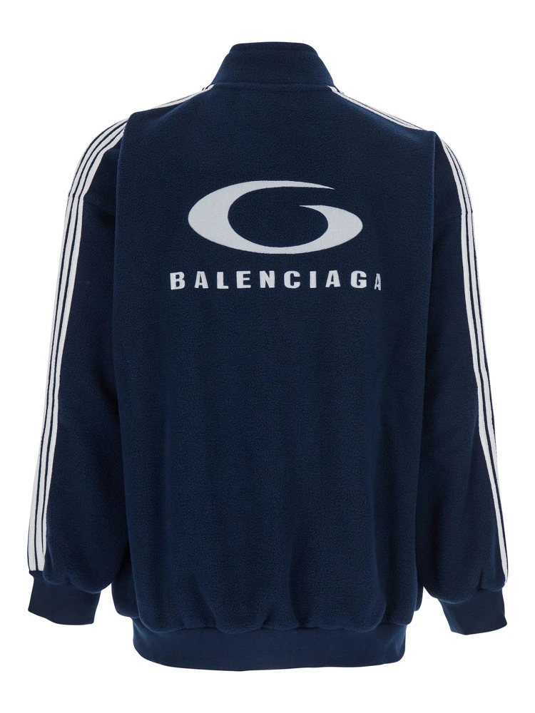 Blue Sweatshirt with Logo Detail on Front and Rear and Striped Detail on the Sleeve in Tech Fabric Man alternative