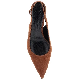 حذاء لويزا براون بكعب منخفض مفتوح من الخلف من الجلد المدبوغ للنساء